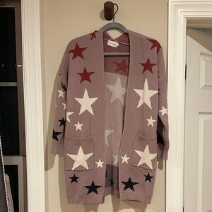 Cozy Mauve Star Cardigan Sweater